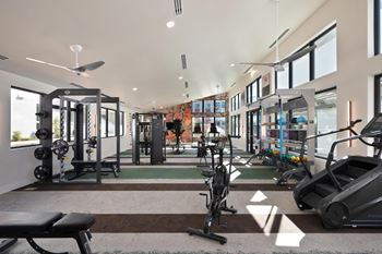 Fitness center with free weights